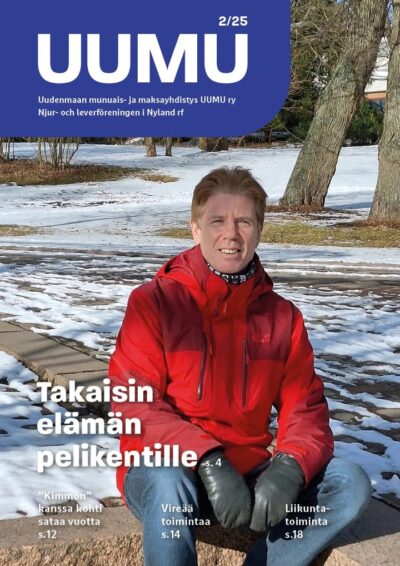 Tiesithän, että UUMUn kotisivuilta löytyy lehtiarkisto, jonka kautta pääset lukemaan vaikka kaikki UUMU-lehdet vuodesta 2002 alkaen: www.uumu.fi/lehtiarkisto/

Halutessasi voit siirtyä pelkän sähköisen lehden tilaajaksi ilmoittamalla siitä UUMUn sihteerille (sihteeri(at)uumu.fi / p. 050 449 7744). Tällöin saat tuoreen PDF-lehden aina suoraan sähköpostiisi.
